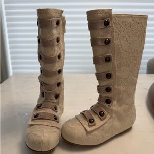 Joyfolie Cream Button-Front Kids Fashion Boots